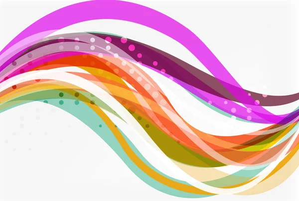 Векторні кольорові хвильові лінії з пунктирною дією на світлому фоні — стоковий вектор