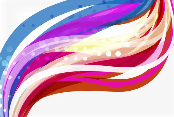 Lignes vectorielles d'ondes de couleur avec effet pointillé sur fond clair — Image vectorielle