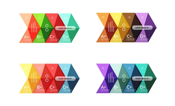 Colección vectorial de coloridas banderas infográficas de forma geométrica — Vector de stock