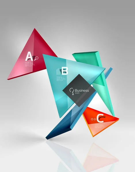3d boş alan parlak cam yarı saydam üçgenler — Stok Vektör