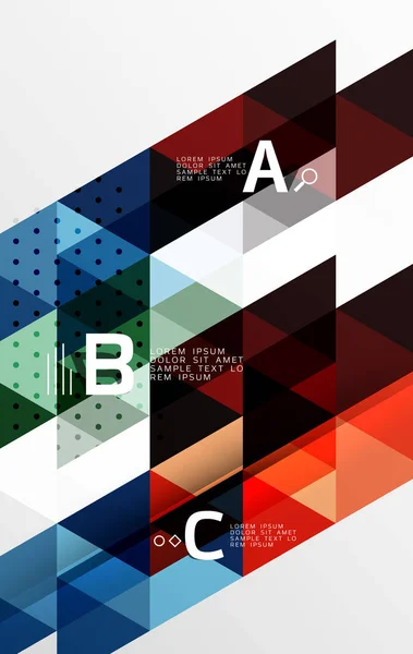 Farbige transparente Trianlge-Kacheln mit infografischen Elementen — Stockvektor