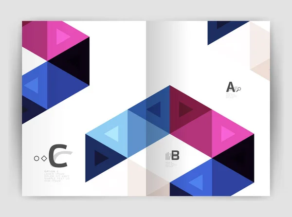 Abstracte achtergrond met kleur driehoeken, jaarverslag afdrukken achtergrond — Stockvector