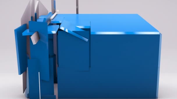 Transformación en forma de cubo de color hecha de piezas — Vídeo de stock