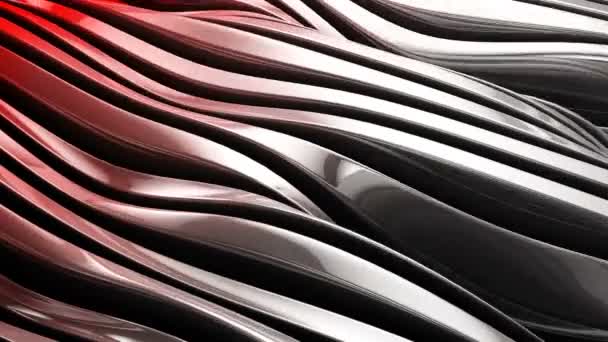 Metalowe fali kształtuje płynne ruchy, błyszczący hi-tech futurystyczny styl — Wideo stockowe