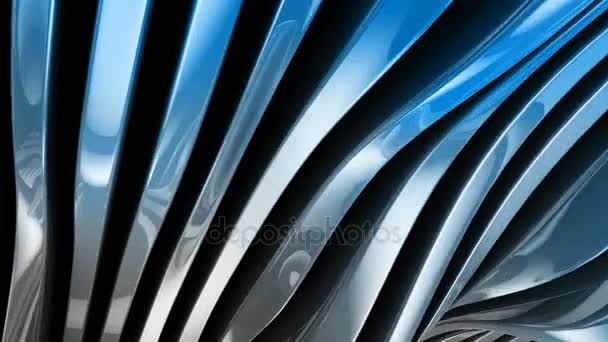 Metallic wave shapes flowing motion, glossy hi-tech futuristic style — Stock Video