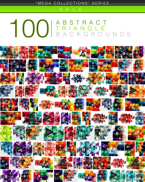 Mega collectie van 100 driehoek abstracte achtergronden — Stockvector