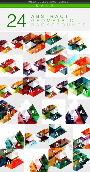 Mega collectie van 24 laag poly driehoek abstracte achtergronden — Stockvector