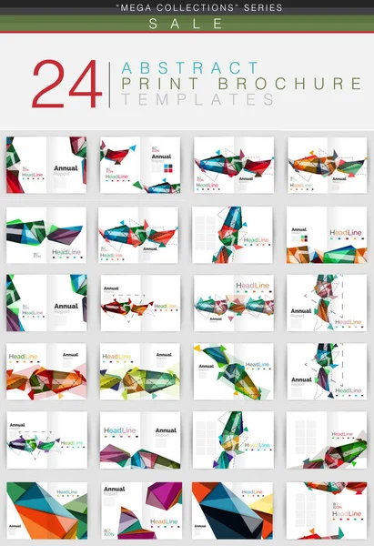 Mega coleção de brochura de negócios geométrica vetorial ou modelos de design de capa de folheto —  Vetores de Stock