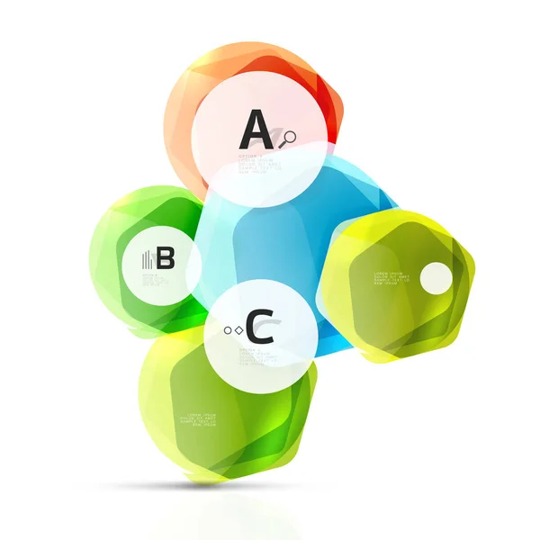 Vidrio brillante brillante hexágono web elementos — Archivo Imágenes Vectoriales