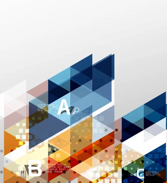 Colore piastrelle trianlge trasparenti con elementi infografici — Vettoriale Stock