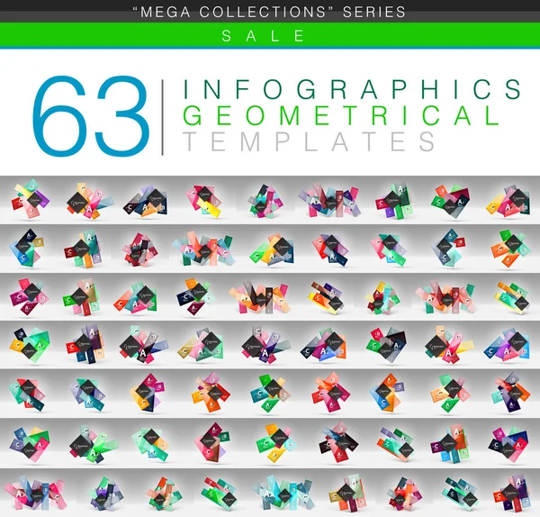 Mega colección de plantillas de infografía geométrica de color o banner web con texto de opción abc de muestra — Archivo Imágenes Vectoriales