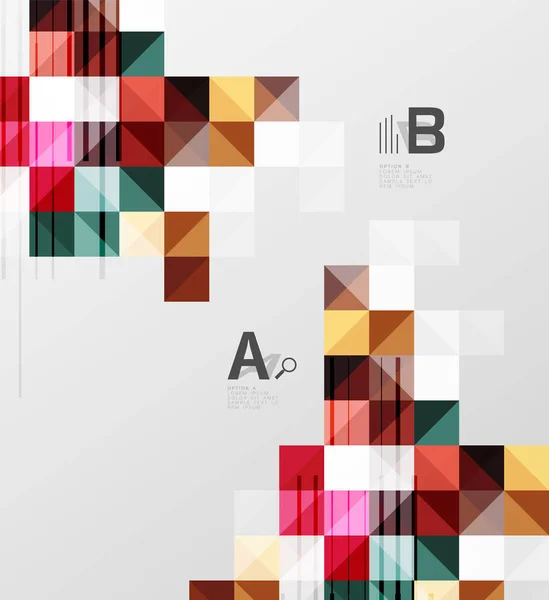 Elementos quadrados vetoriais em fundo abstrato cinza com infográficos — Vetor de Stock