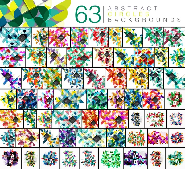 Mega collection of 63 circles abstract backgrounds — Stock Vector