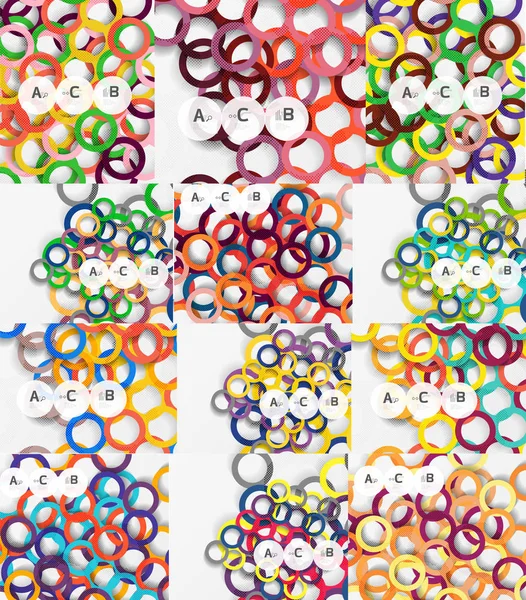 Set di anelli di colore sfondo astratto — Vettoriale Stock
