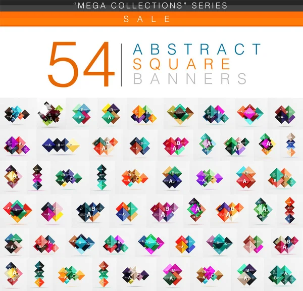 54 kare geometrik web afiş mega toplama — Stok Vektör