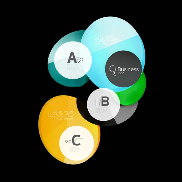 Glasfarbenkreise - infografische Elemente auf Schwarz — Stockvektor