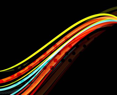 Işık ve gölge efektleri siyah çizgilerle renkli dalga