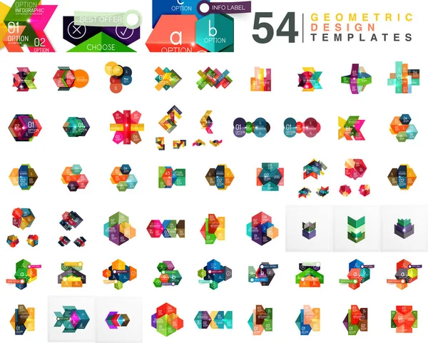 Mega collection de 54 bannière web de style papier d'affaires — Image vectorielle