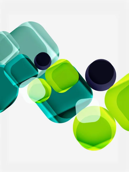 Carrés brillants de couleur avec des angles ronds, composition avec un échantillon de texte — Image vectorielle