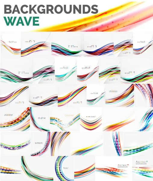 Mega Sammlung von abstrakten Wellen-Hintergründen — Stockvektor