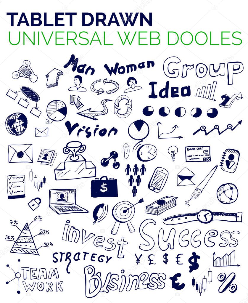 Mega collection of business web concepts, hand drawn doodles