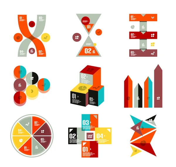 Collection of trendy colorful infographic diagram templates — Stock Vector