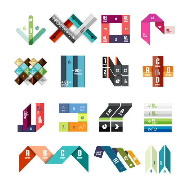 Collection of colorful line and stripe infographic diagram designs, business or web banner templates — Stock Vector