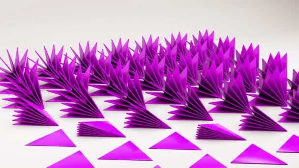 3d triángulos espinosos geométricos espinas en la animación del suelo blanco — Vídeo de stock