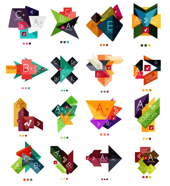 Set di modelli di infografica aziendale in stile carta a colori — Vettoriale Stock