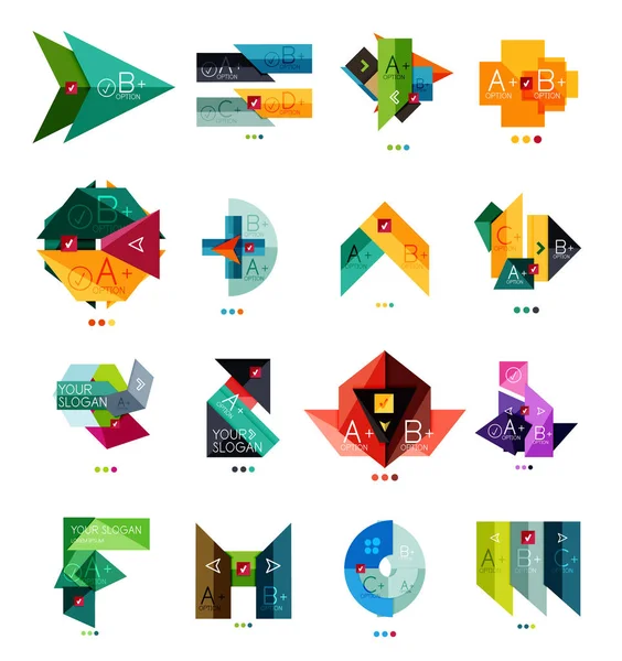 Conjunto de modelos de infográficos de negócios de estilo de papel colorido —  Vetores de Stock