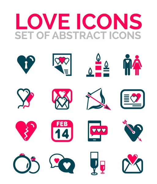 Conjunto de iconos de San Valentín o amor — Vector de stock