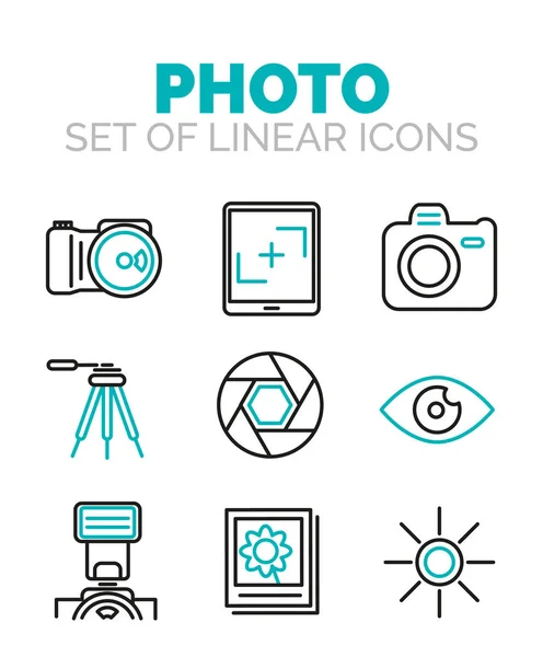 Conjunto de iconos de fotografía vectorial — Vector de stock