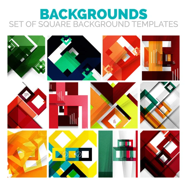 Set of colorful square abstract backgrounds — Stock Vector