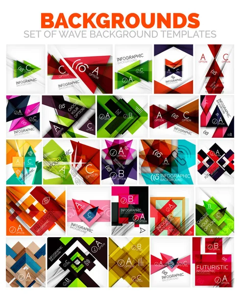 Vector set of triangle and arrow abstract backgrounds — Stock Vector