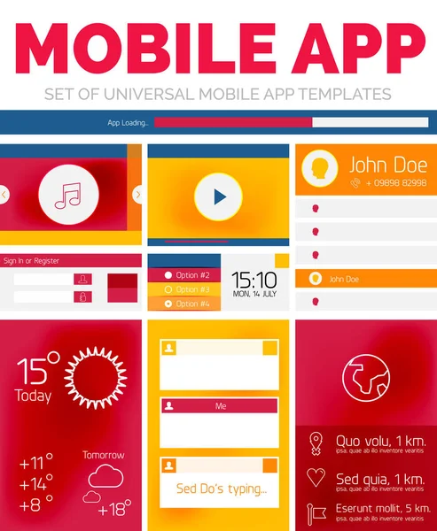 Vector set of mobile app layout templates — Stock Vector