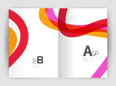 Arka plan iş broşür el ilanı şablonu, dalga ve satır soyut