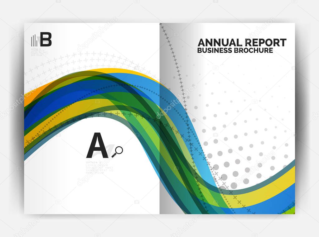 Business report cover template wave