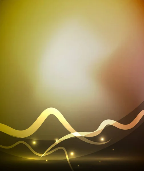 Linea d'onda magica incandescente con effetti di luce nell'oscurità — Vettoriale Stock