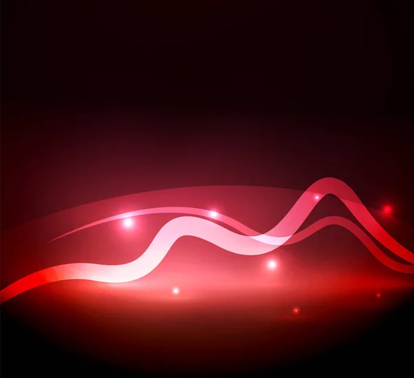 Leuchtende magische Wellenlinie mit Lichteffekten in der Dunkelheit — Stockvektor