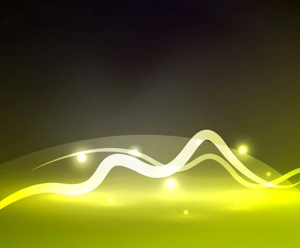 Светящаяся волна с световыми эффектами в темноте — стоковый вектор