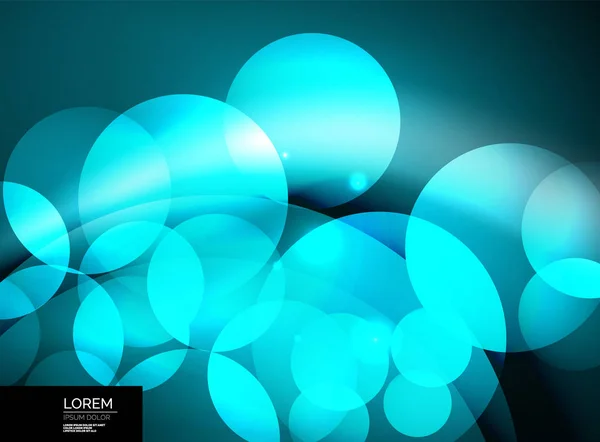 Glanzende gloeiende glas cirkels, moderne futuristische achtergrond sjabloon — Stockvector