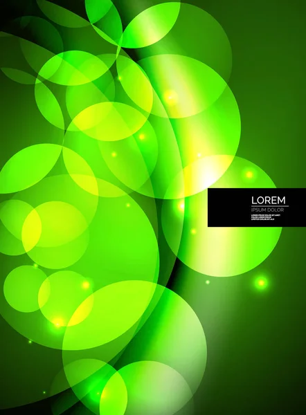 Shiny glowing glass circles, modern futuristic background template — Stock Vector