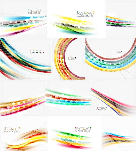 Set of blurred smooth color waves on white background — Stock Vector