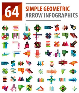 Geometrik ok infographics, mega toplama
