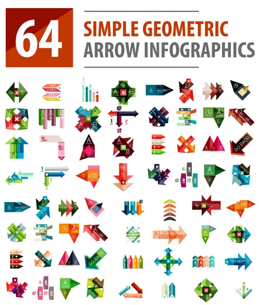 Infografías geométricas de flechas, mega colección — Archivo Imágenes Vectoriales