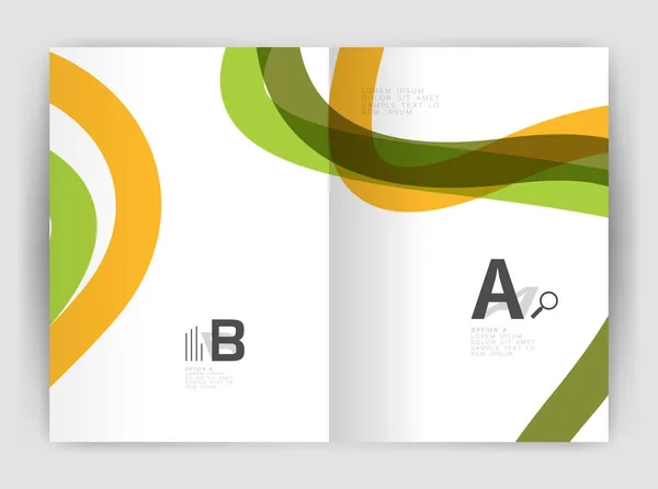 Företag broschyr flyer tempalate, våg och line abstrakt bakgrund — Stock vektor