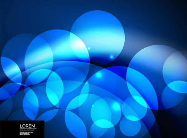 Glanzende gloeiende glas cirkels, moderne futuristische achtergrond sjabloon — Stockvector
