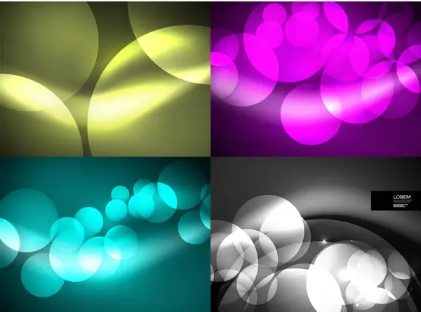 Set of shiny glowing glass circles, modern futuristic background template — Stock Vector