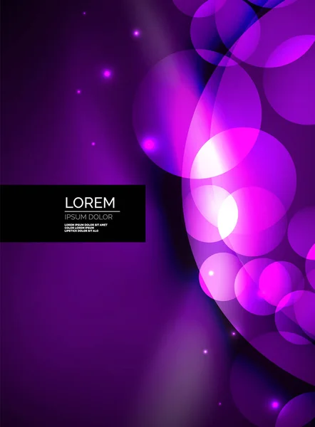 Shiny glowing glass circles, modern futuristic background template — Stock Vector