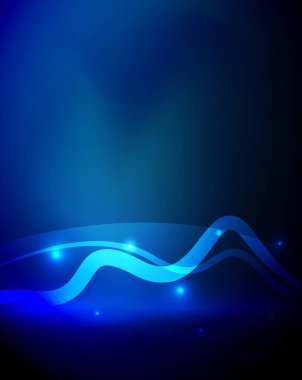 Karanlığın içinde ışık efektleri ile parlayan sihirli dalga çizgi